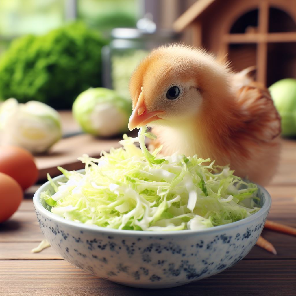 Baby Chicks Eat Cabbage