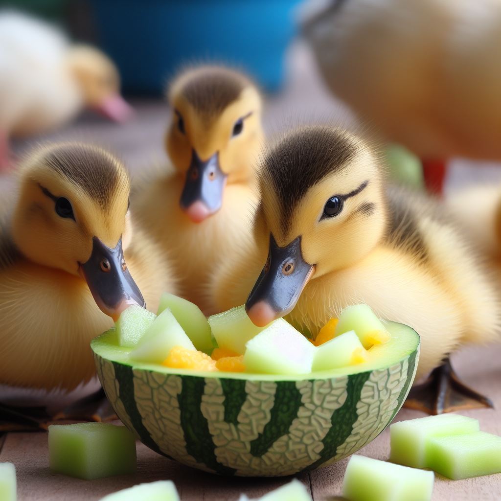 Baby Ducks Eat Melon