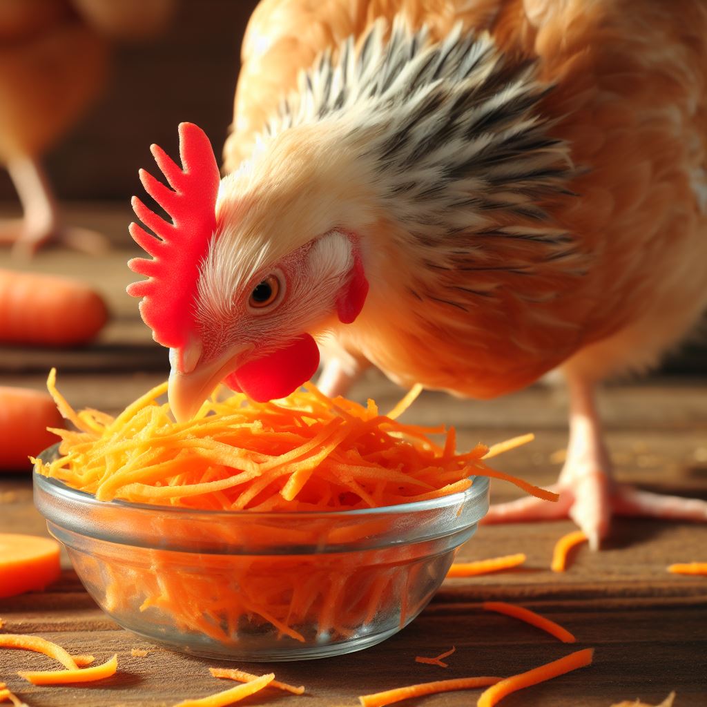 Chicken Eating Carrots