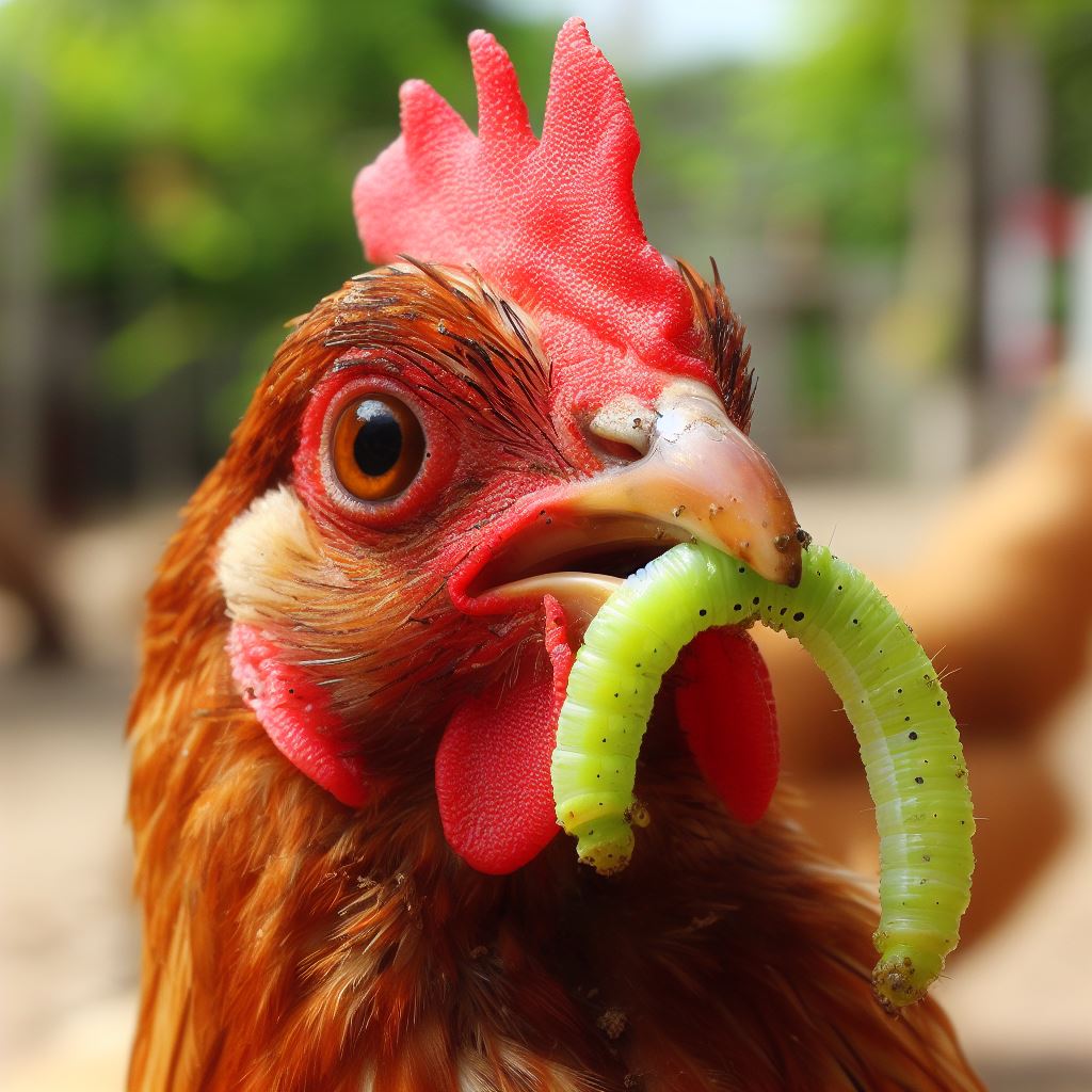 Chickens Eat Hornworm