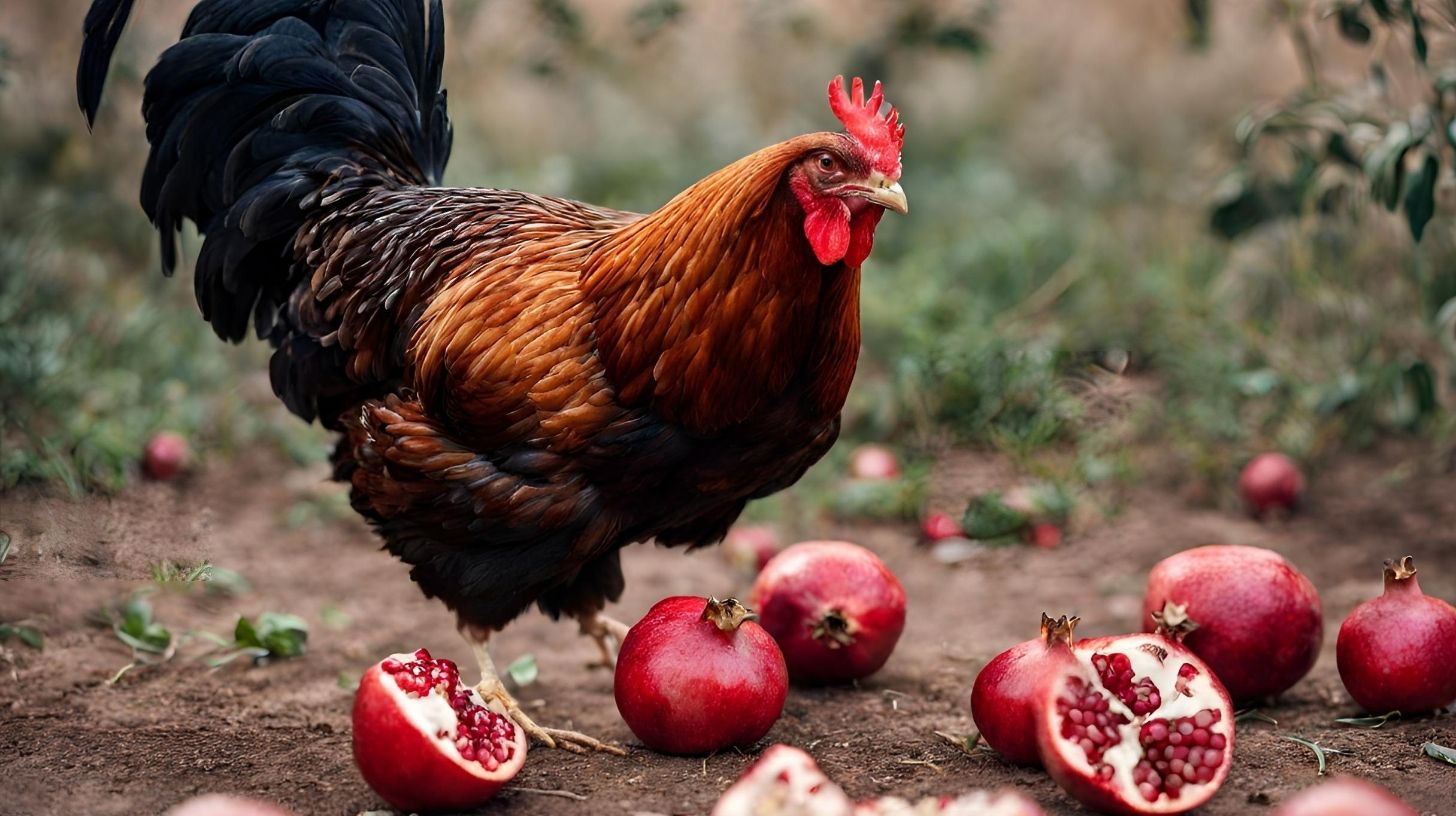 Chickens Eat Pomegranate Seeds