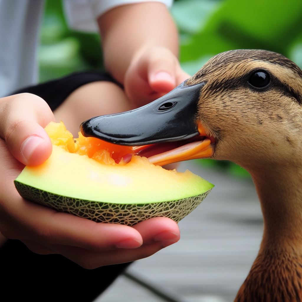 Ducks Eating Cantaloupe