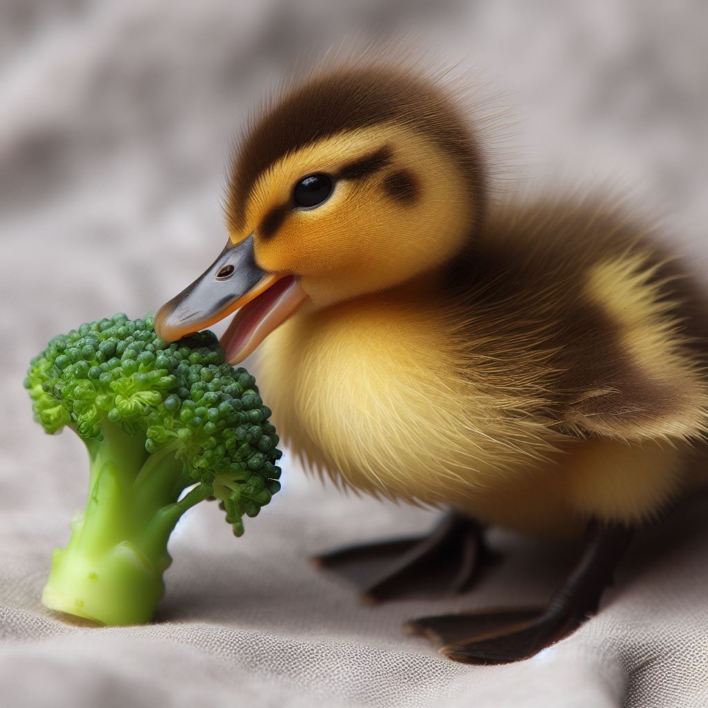 Feeding Broccoli to Ducklings