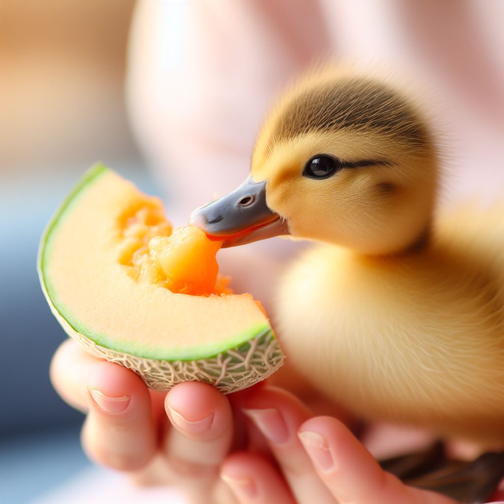 Feeding Cantaloupe to Baby Ducks