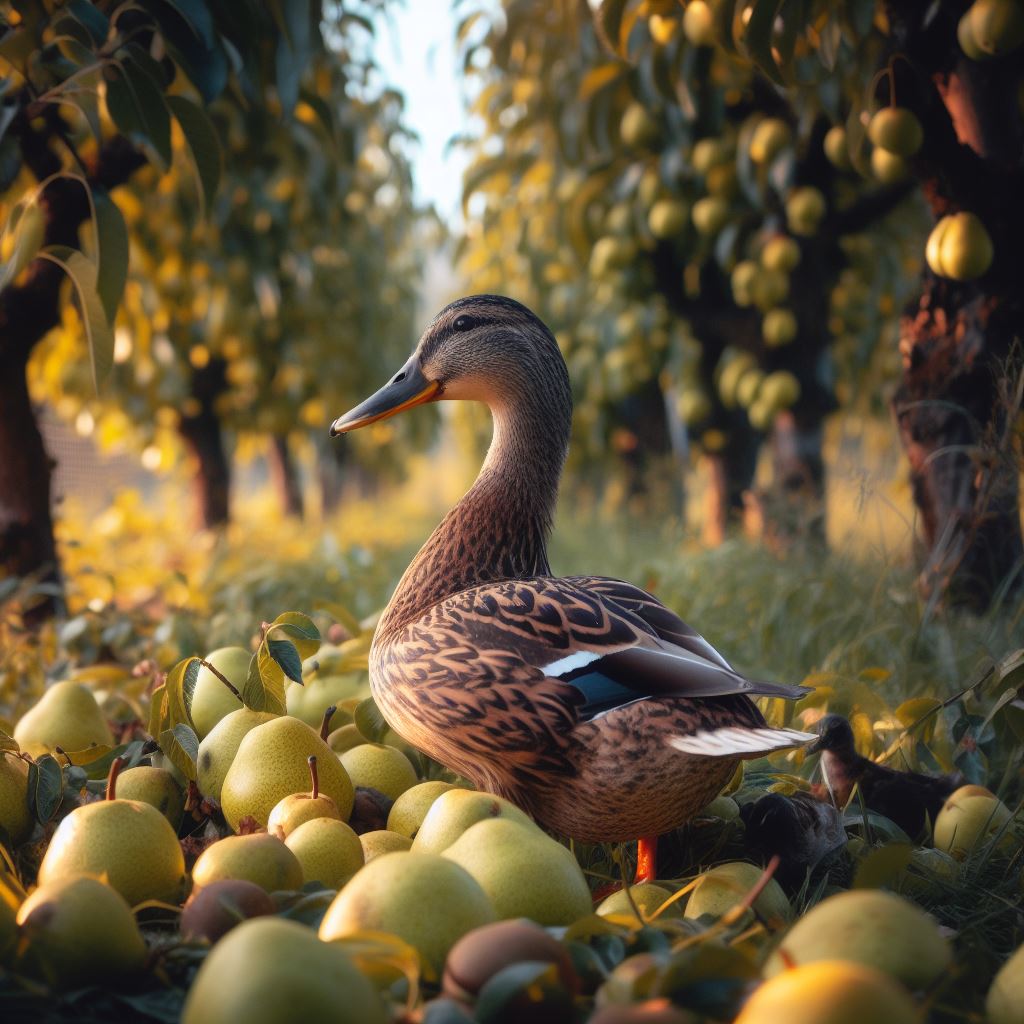 Feeding Pears to Ducks