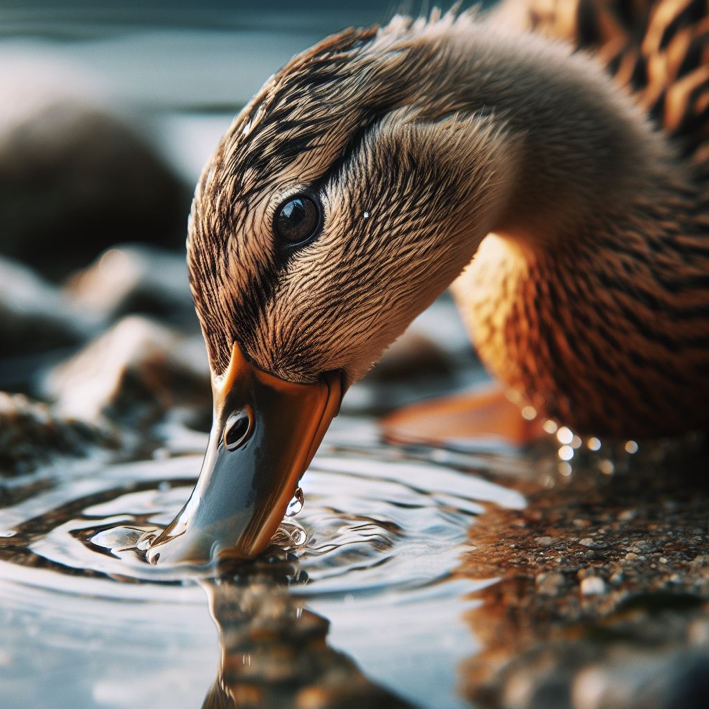 Duck dabbling in shallow water