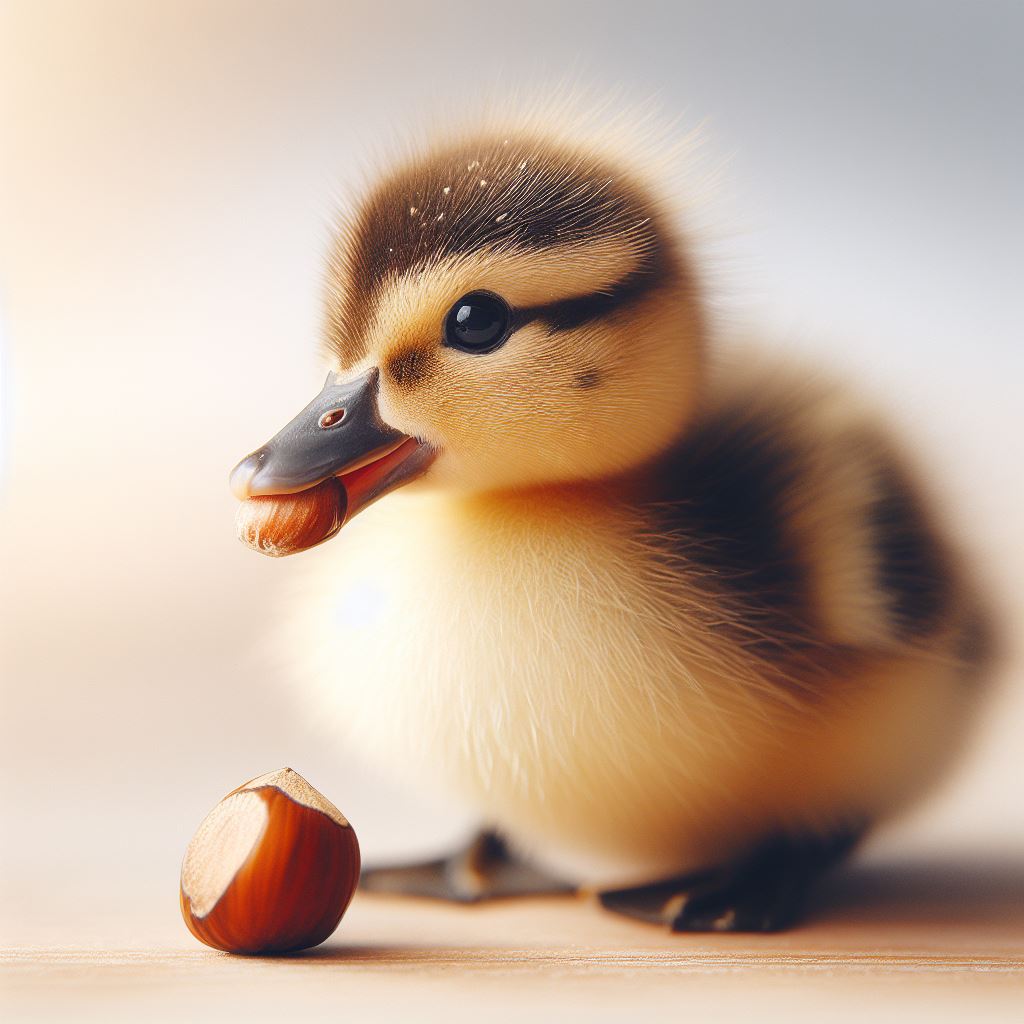 Ducklings Eat Hazelnuts