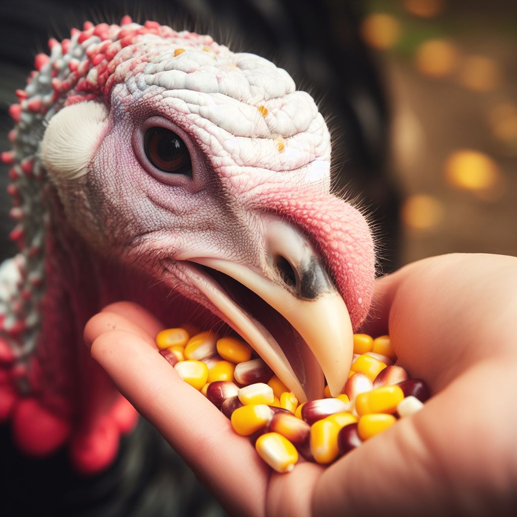 Feeding Corn to Turkeys