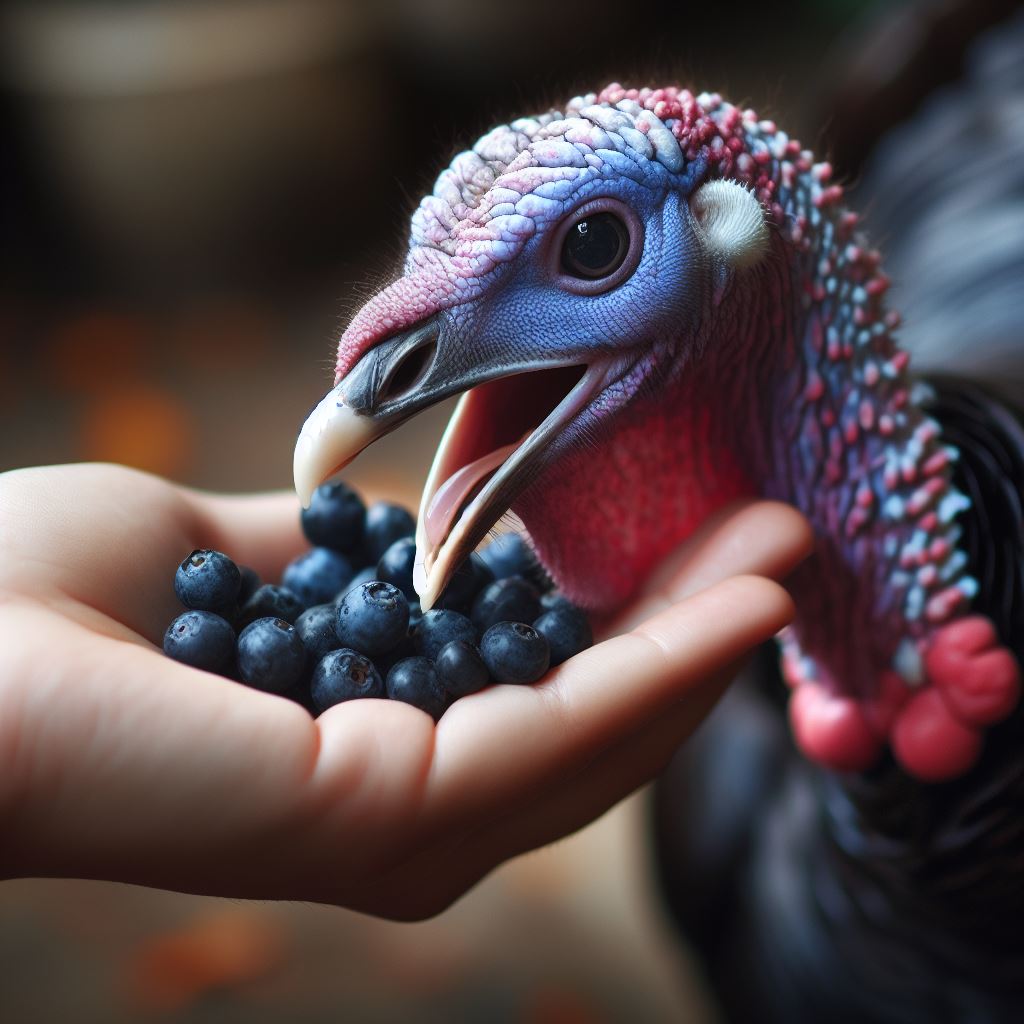 Turkey Eating Blueberries